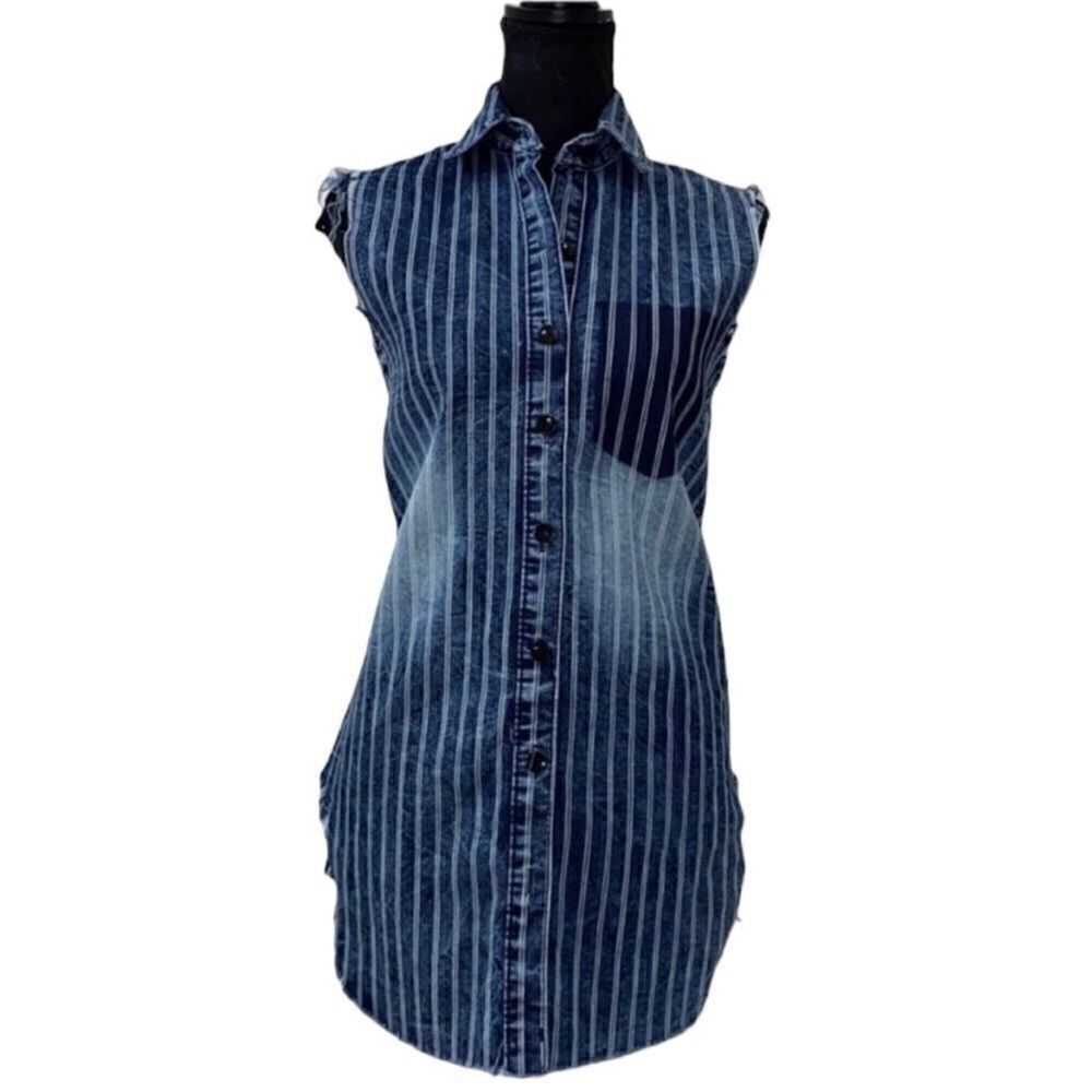 Thrill Sleeveless Denim Top(Size Small)